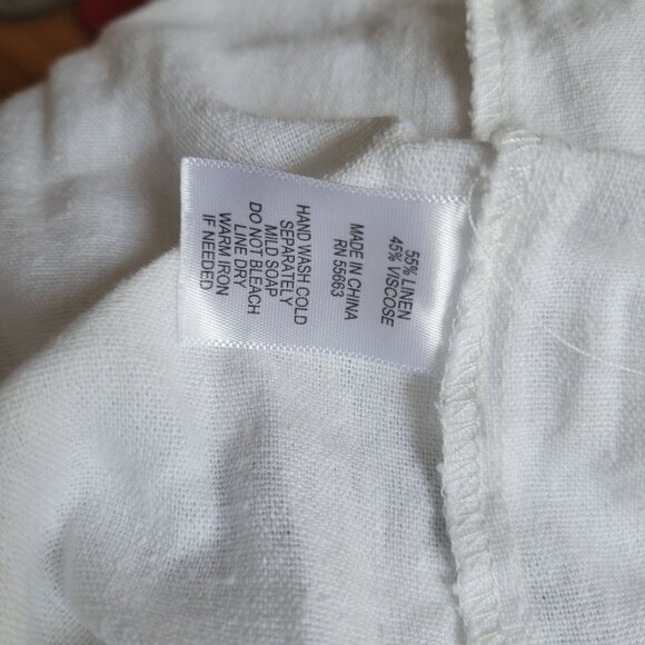 Cynthia Rowley 1X White Fringe Trim Linen Womens Blouse Top - Picture 6 of 9